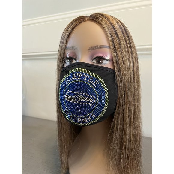 Seattle Seahawks Bling Face Mask Front Full Logo - Picture 5 of 11